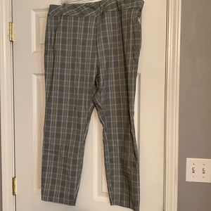 Gray with blue and black pinstripe large checks capris. Size XL,